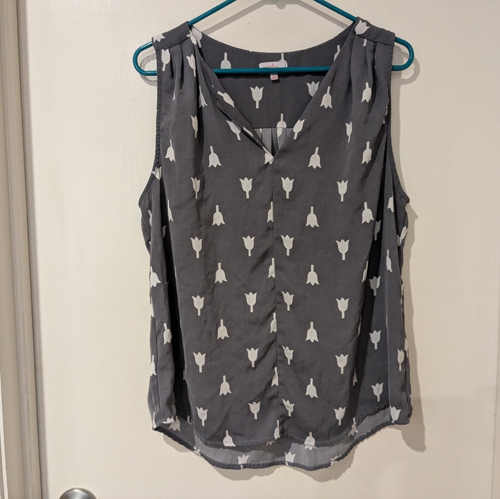 Pixley Tulip Gray and White Blouse in Medium